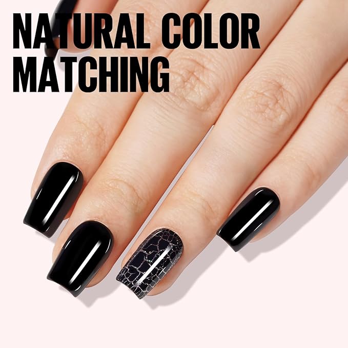 TOMICCA Black Gel Nail Polish, 15ml Fast Dry, Long Lasting Soak Off UV Gel Polish for French Manicure Nail Art
