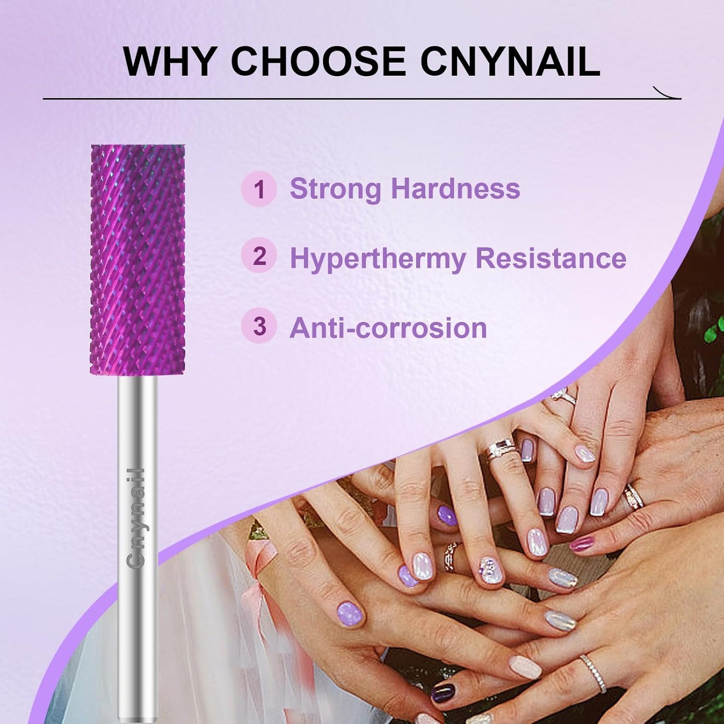 3/32" Small 5.35MM Barrel Bit Tungsten Carbide Nail Drill Bit Safety Bit for Gel & Acrylic Removal, 2- Way Rotating Efile Tip, Salon Electric File Accessory (M Girt, Purple)