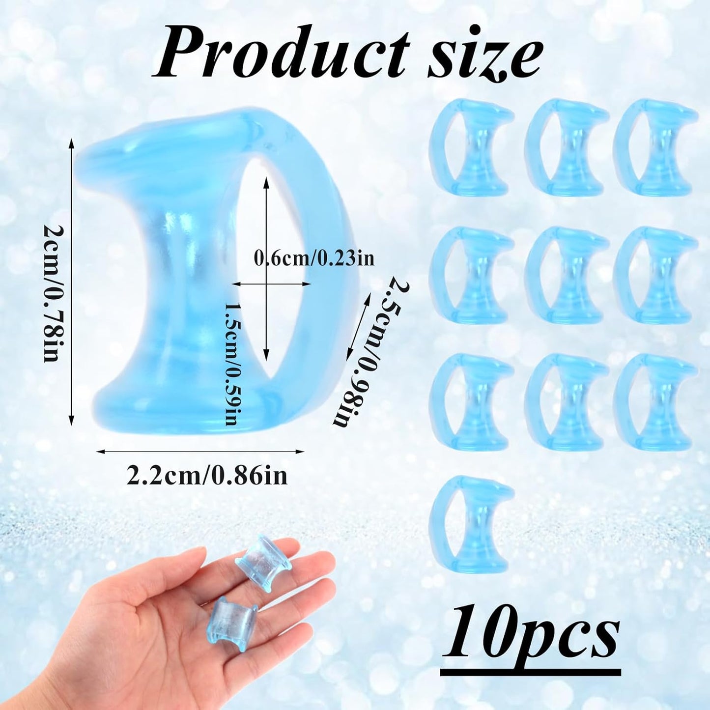 Gel Toe Separator, Pinky Toe Spacers, Little Toe Cushions Straightener Bunion Corrector for Preventing Rubbing & Relieving Pressure, Pain Relief from Overlapping Toes (Clear Blue-10pcs)