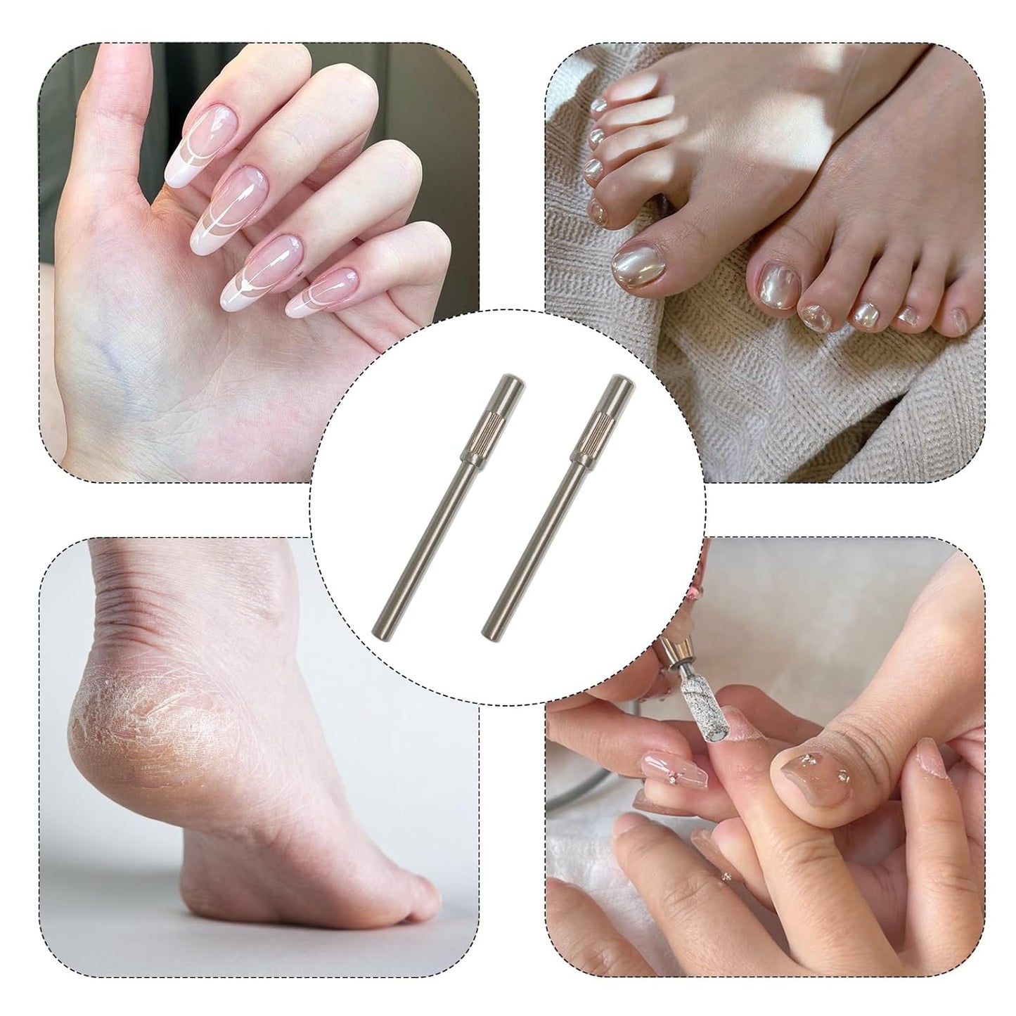 5 Pcs Mandrel Nail Drill Bits, 3.1MM Mini 3/32 Shank, Small Sanding Bands for Electric Drill File Machine, Stainless Steel Manicure Pedicure Tool Kit for Acrylic Nails