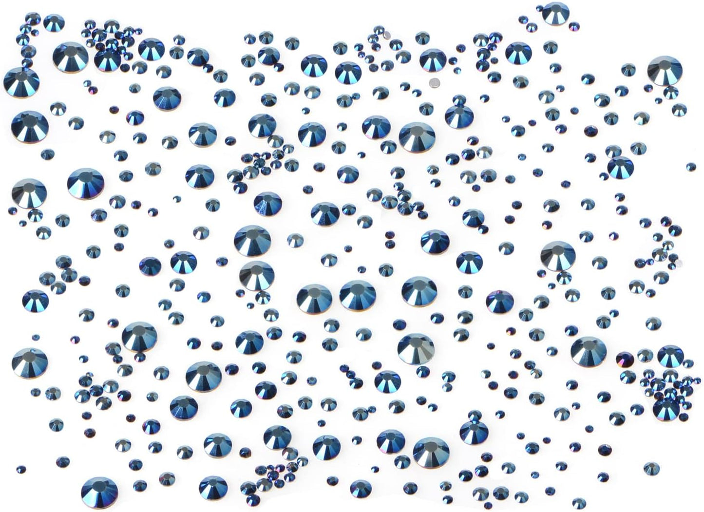 Bymitel 5000 Pieces 6 Mixed Sizes Glue Fix on Glass Rhinestones Round Crystal Gems Flatback for DIY Jewelry Making with one Picking Pen (6-Sizes 5000PCS, Mine Blue)