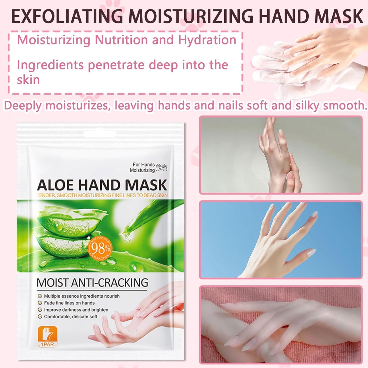 6PCS Hand Masks,Hydrating Hand Masks Moisturizing Gloves Overnight for Dry Cracked Hands,Daily Hand Care Hand Masks Gift Set for Women and Men J