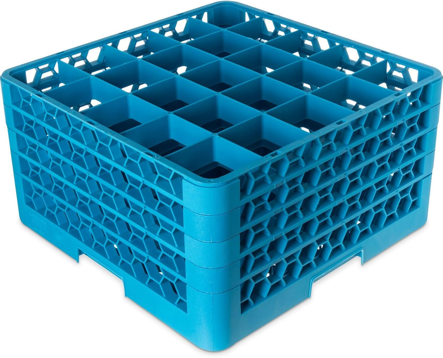 Carlisle FoodService Products RG25-414 OptiClean 25 Compartment Glass Rack with 4 Extenders, 3-1/2" Compartments, Blue (Pack of 2)