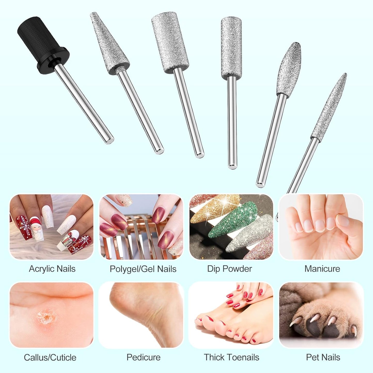 Professional Nail Drill Machine 20000 RPM Efile Electric Nail Filer Kit for Finger Toe Nails, Acrylic Gel Dip Nails, Manicure Pedicure Drill Tools with 6Pcs Nail Bits and 106Pcs Sanding Bands, Green