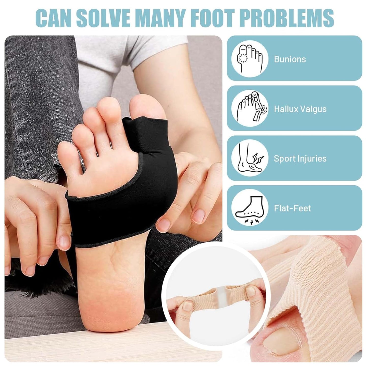2 Pcs Bunion Corrector with 2 Pcs Gel Bunion Toe Separators, Big Toe Straightener for Relief, Comfortable & Breathable for Day/Night