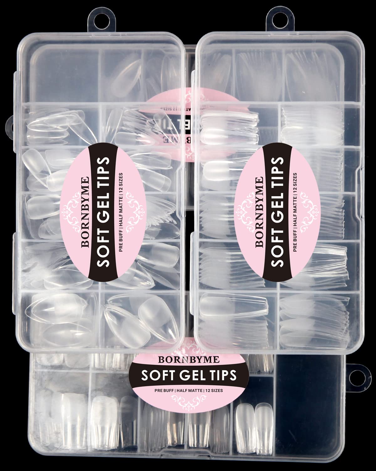 XXL Square Nail Tips, BORNBYME 240 PCS Gel Tips Stright Nails Full Cover Clear False Nail Tips