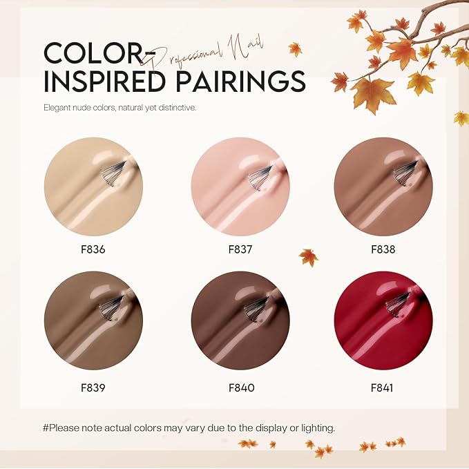 Morovan Brown Nail Polish Set: Fall Nude Dark Chocolate Nail Polish Kit Regular Air Quick Dry Autumn Fingernail Polish Pack for Women Nail Art Design Gift Holiday Party