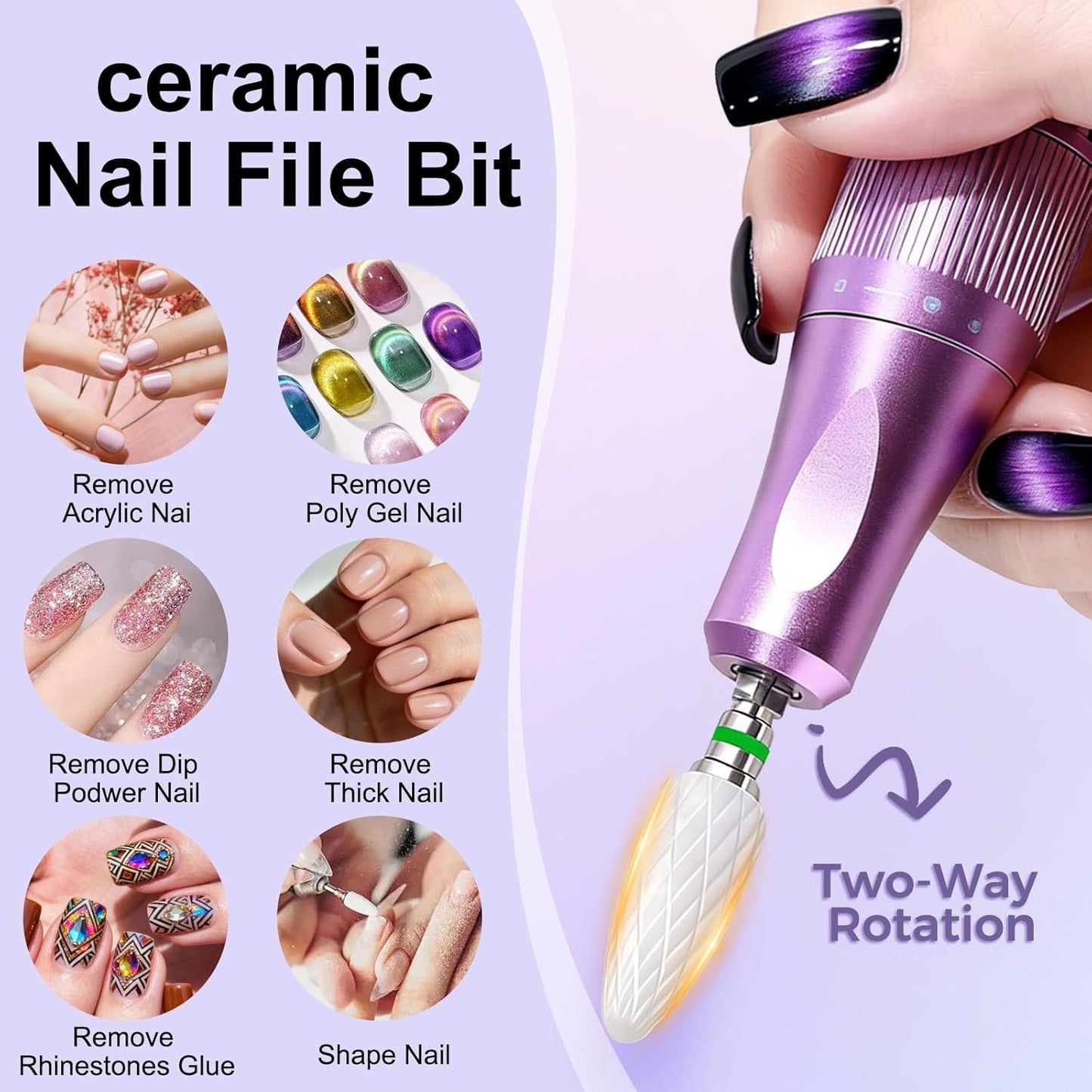 Fantexy 3/32" Ceramic Nail Drill Bit - Remove Acrylic Hard Gels Quickly and Safely,White Ceramic Cone File Bit for Nail Art,Manicure,Pedicure,Gel,Cuticle Clean(Coarse - C)