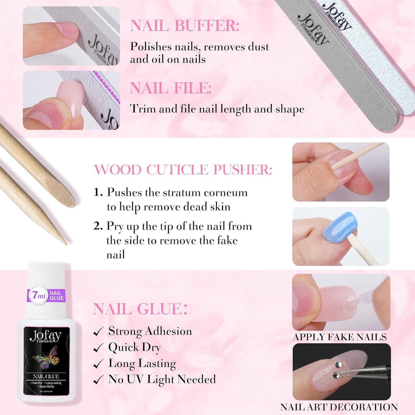 NEW Press on Nails Short, Jofay Fashion 120Pcs Salon-Like Fake Nails with French Mermaid/Pearl/Aurora Chrome Nail Designs, Glossy Artificial Acrylic False Nails, Glue on Nails for Women
