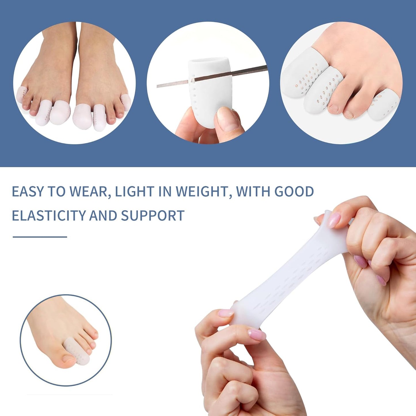 8 Pairs Big Toe Protector Gel Hammer Toe Cap Silicone Toe Cover Sleeves with Holes Breathable Toe Sleeves for Blisters Corns Ingrown Toenails Reduce Friction Calluses