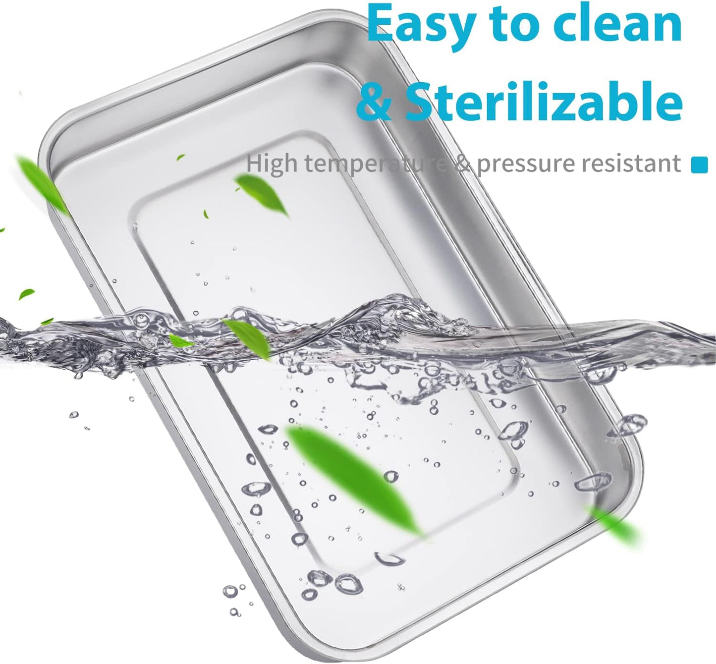 Medical Surgical Trays Stainless Steel Dental Instruments Tray Organizer Holder Sterilization Plate Trays Boxs with Lid & Handle Grip Large