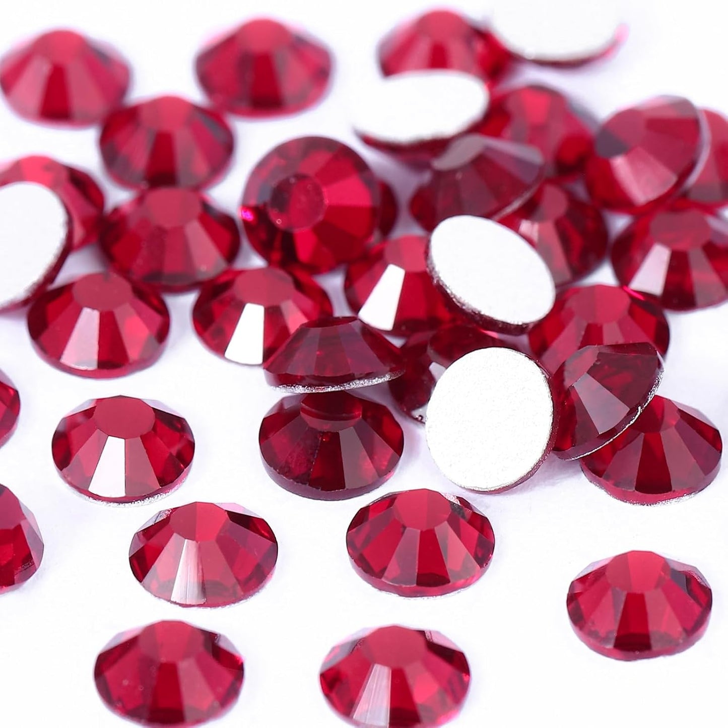Novani Dark Red Rhinestones 3000Pcs Flatback Crystal Round Loose Gemstones Glass Rhinestones for Crafts Makeup Nail Art Clothes Shoes DIY Decorations(SS6, 1.9-2.0mm)