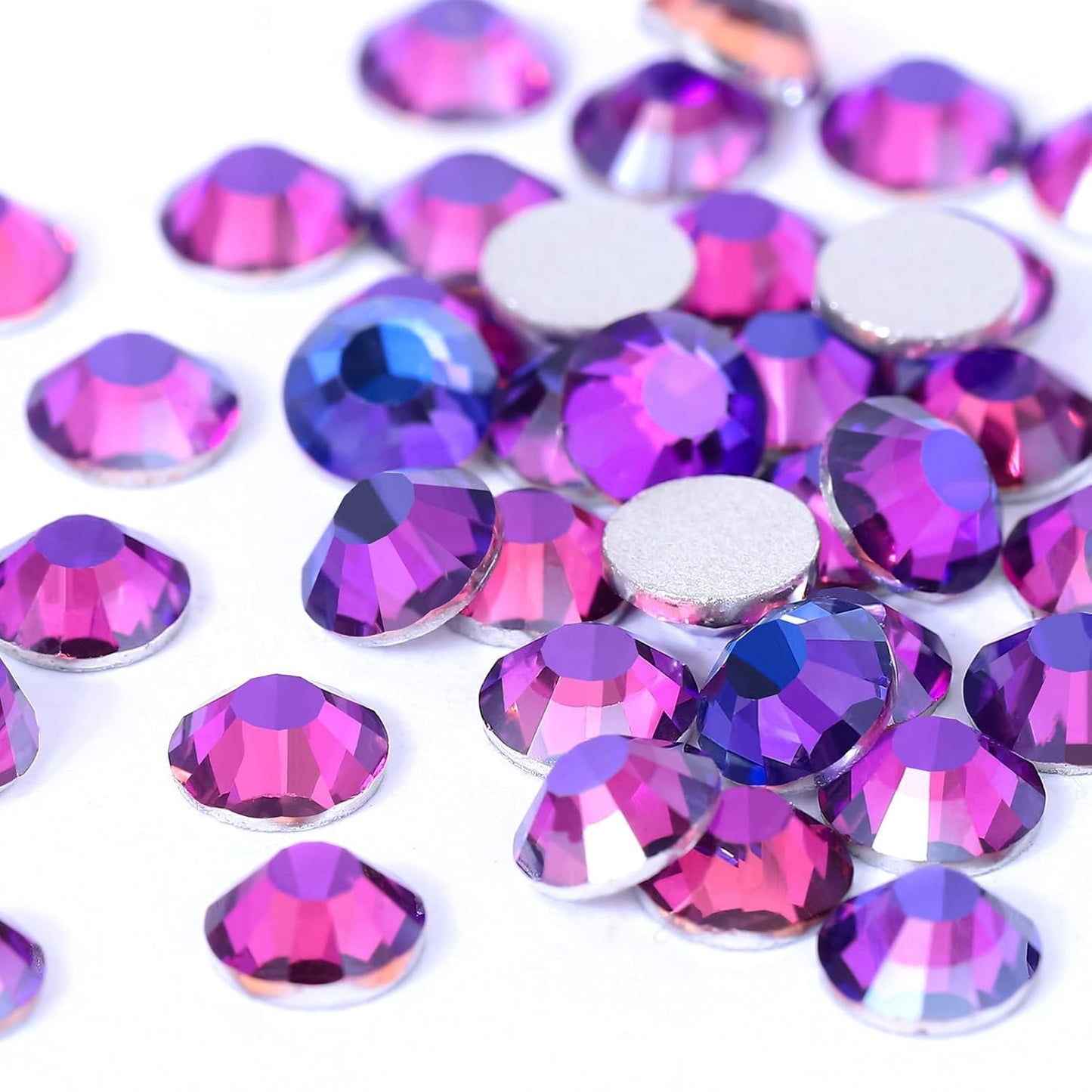 Novani Purple Rhinestones 3000Pcs Flatback Crystal Round Loose Gemstones Glass Rhinestones for Crafts Makeup Nail Art Clothes Shoes DIY Decorations(SS8, 2.3-2.5mm,Purple Velvet)