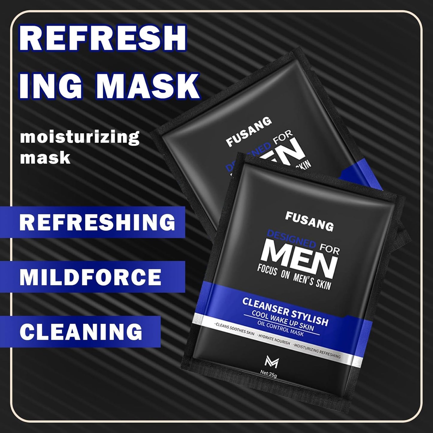 5 Pcs Mens Facial Sheet Mask,Hydrating Face Masks Skincare Gift Set for Men,Moisturizing Soothing Facial Masks,Easy to Use & Nourishing Face Mask Skin Care Set