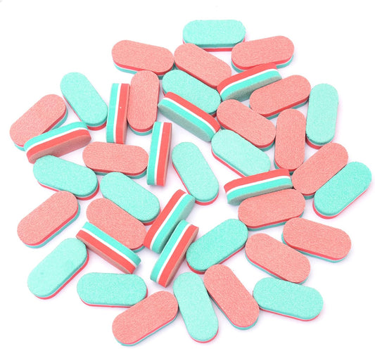 Diesisa Mini Nail Files Block, 100/180 Grit Sponge Nail Buffers for Acrylic Nails, Mini Buffing Block Double Sided for Manicure Tools 40 Count - Green/red