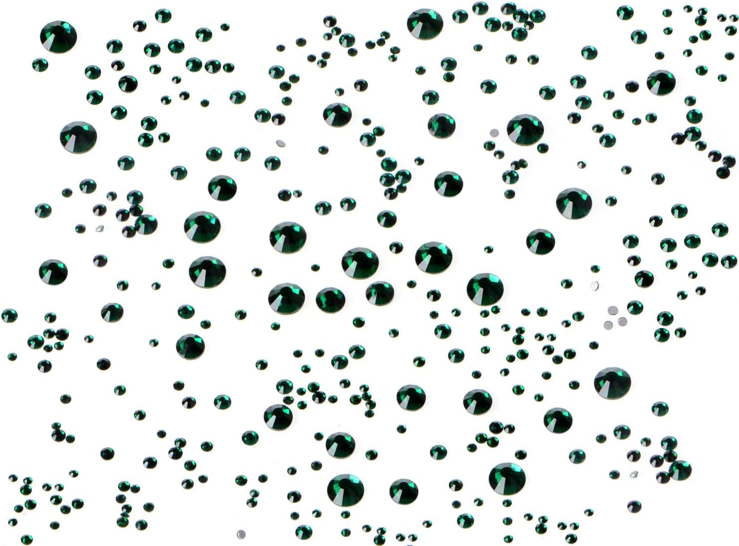 Bymitel 5000 Pieces 6 Mixed Sizes Glue Fix on Glass Rhinestones Round Crystal Gems Flatback for DIY Jewelry Making with one Picking Pen(6-Sizes 5000PCS, Emerald)