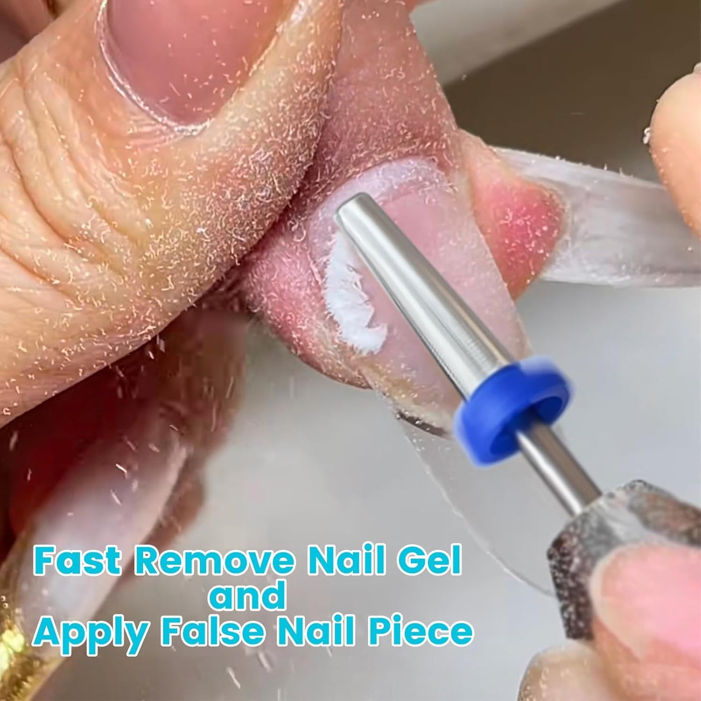 16mm 5 in 1 Nail Drill Bits for False Nail Apply, 3/32'' Tapered Tungsten Carbide Professional Bit, Slender Bit for Corners, Left & Right Hand Use, Manicure Cuticle Gel Polishing, Fine.