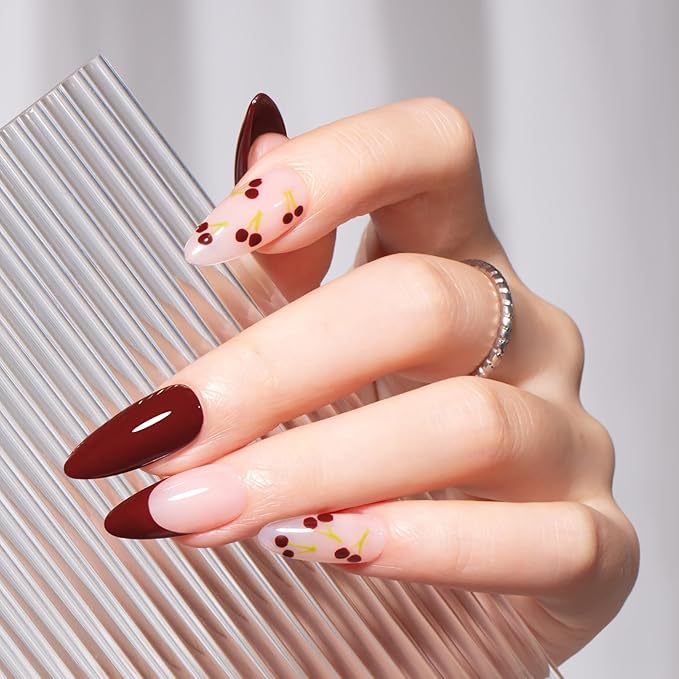MAYCHAO Burgundy Swirl Gel Liner Nail Art Polish, 8ml Classic Burgundy Red Gel Color Built-in Thin Brush, UV Light Cure for French Nail Tips DIY Manicure at Home Salon