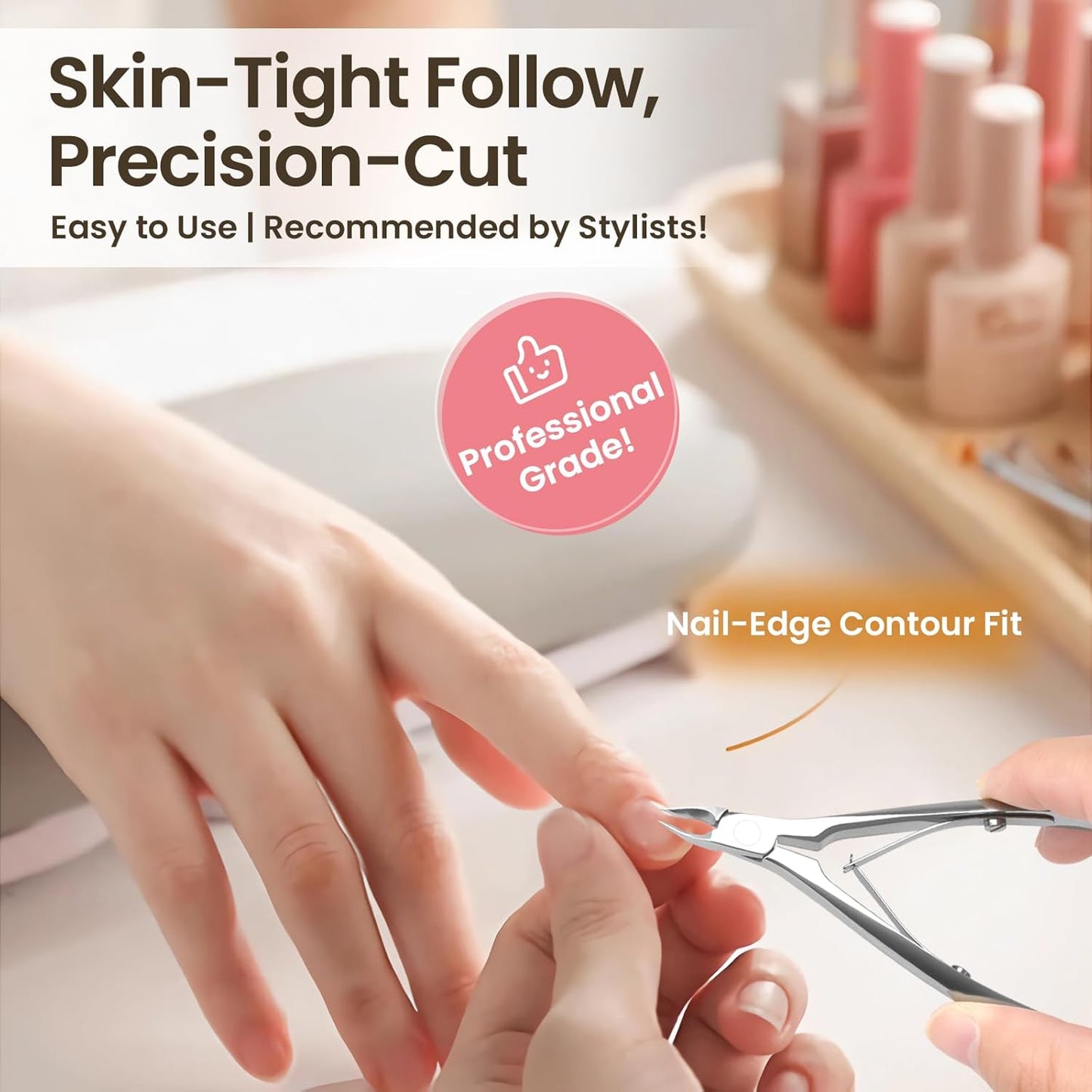 THRAU Cuticle Trimmer for Manicure and Pedicure, Stainless Steel Cuticle Remover Cuticle Nipper, Precise Pointed Tip Grooming Kit for Trim Nail and Dry Skin