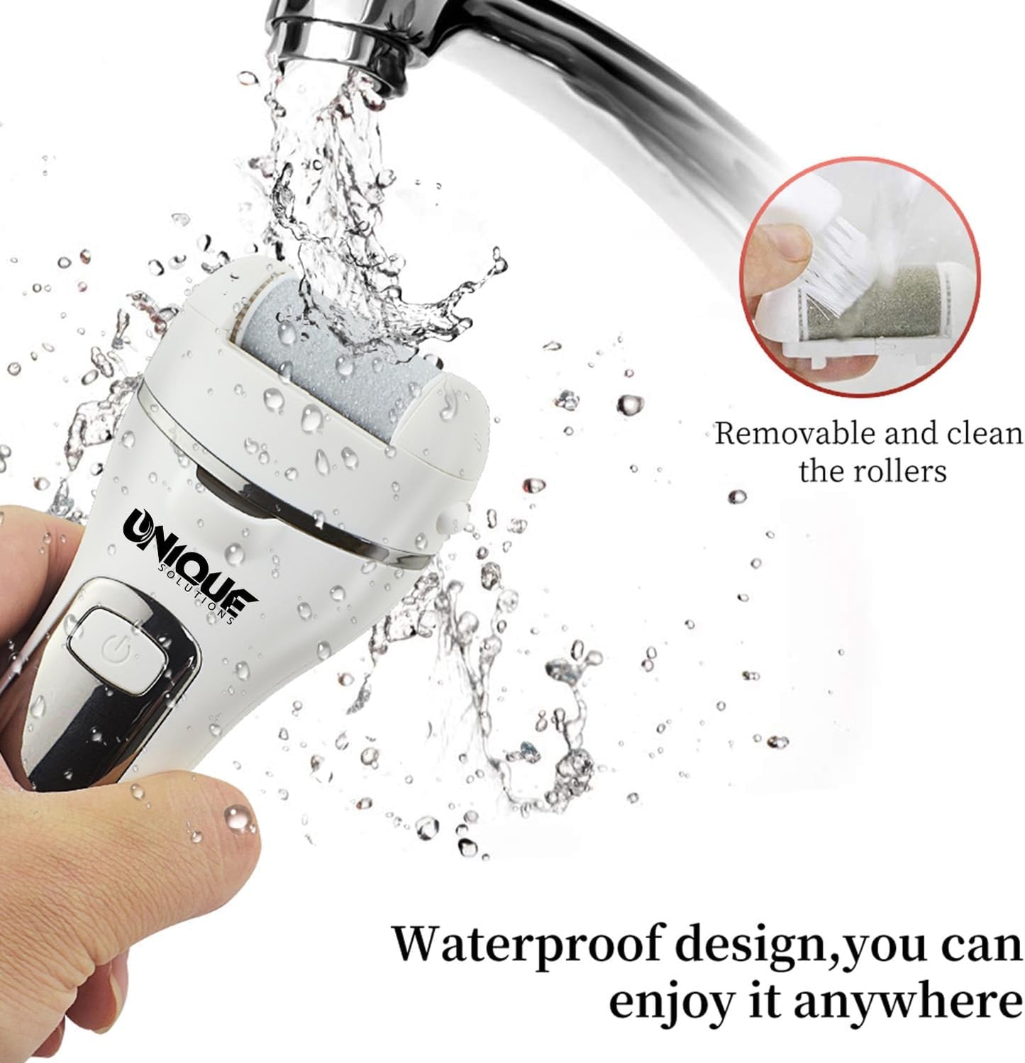 Electric Callus Remover for Feet, Portable Foot Scraper, Rechargeable Calloused Feet Remover Tool, 3 Grinding Heads, Waterproof Electronic Pedicure Foot File