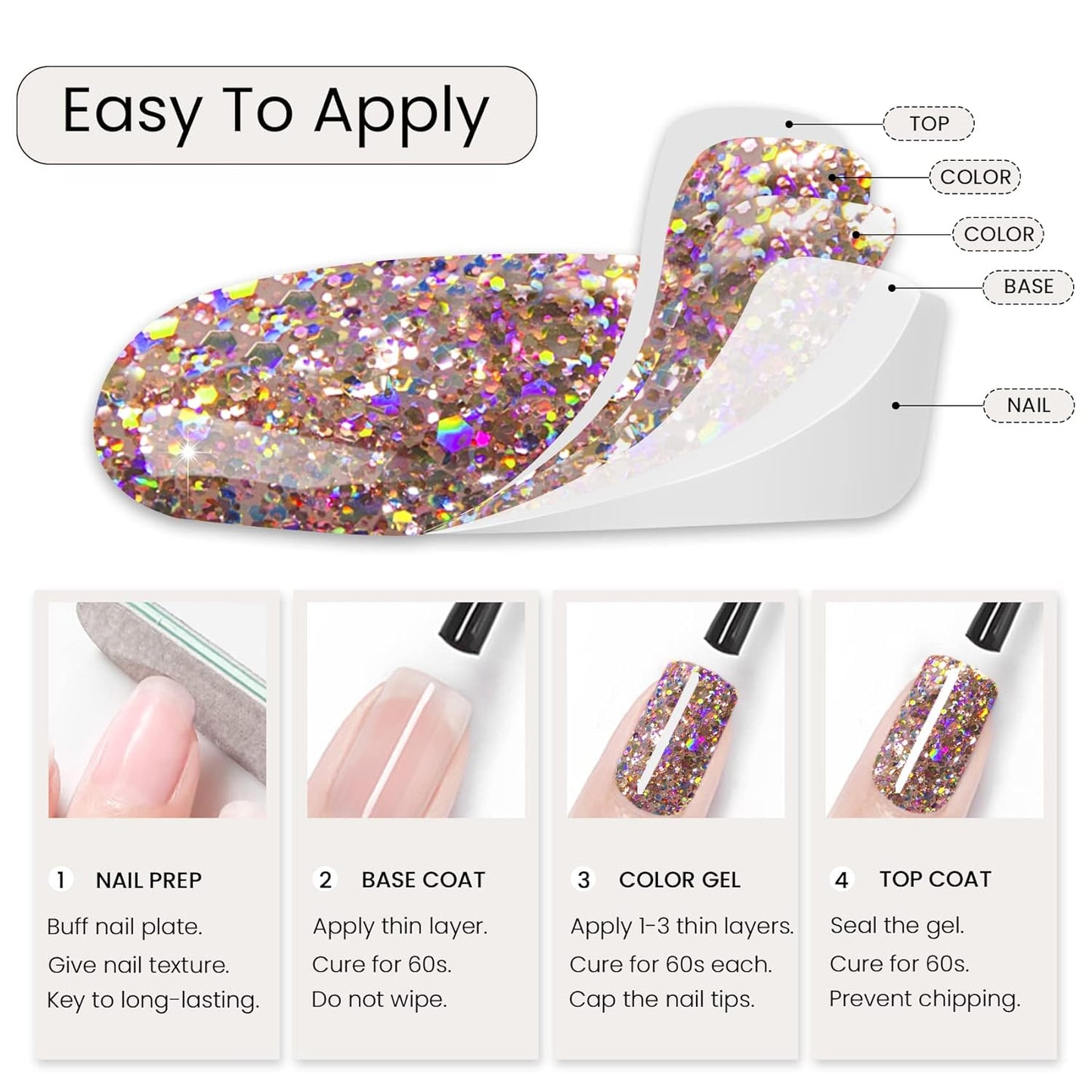 MAYCHAO 15ML Gel Nail Polish 1Pc Clear Pink Glitter Nail Polish Soak Off UV LED Nail Gel Polish Nail Art Starter Manicure Salon DIY at Home, 0.5 OZ