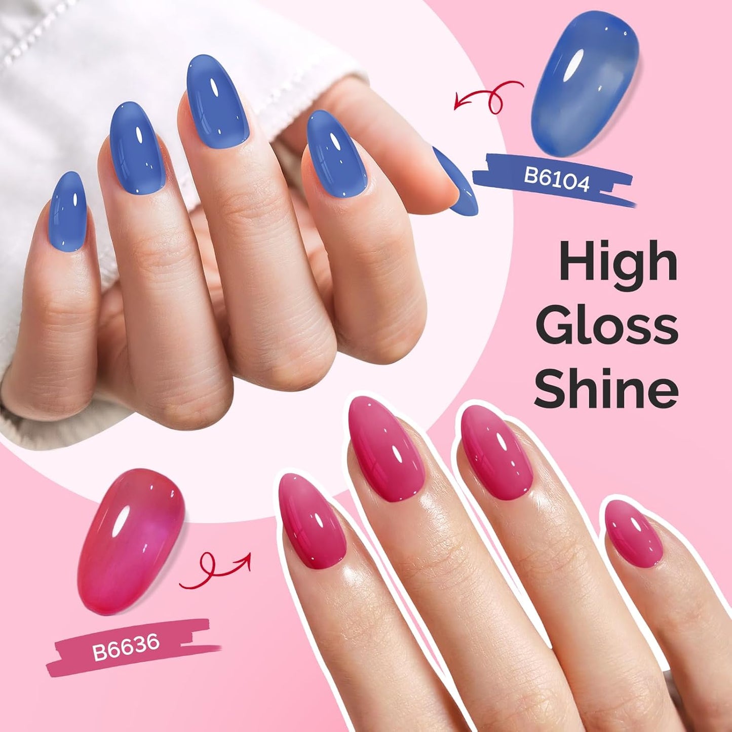 MelodySusie Jelly Gel Nail Polish Set,6 Transparent Colors,Jelly Texture,Neon Splash Colors Soak Off UV LED Light Cure or Salon Manicure and Nail Art DIY at Home