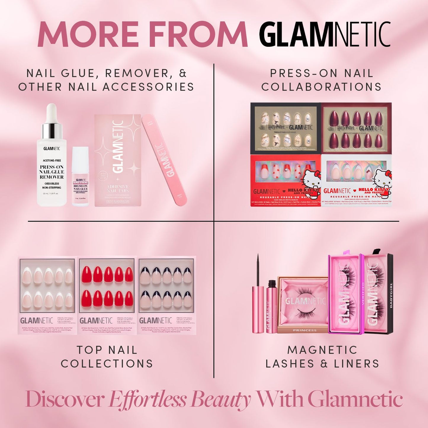 Glamnetic Press On Nails - Bailey | Medium Square Fake Nails, Sheer White Glazed, Salon Quality | 15 Sizes - 30 Nail Kit Wtih Glue