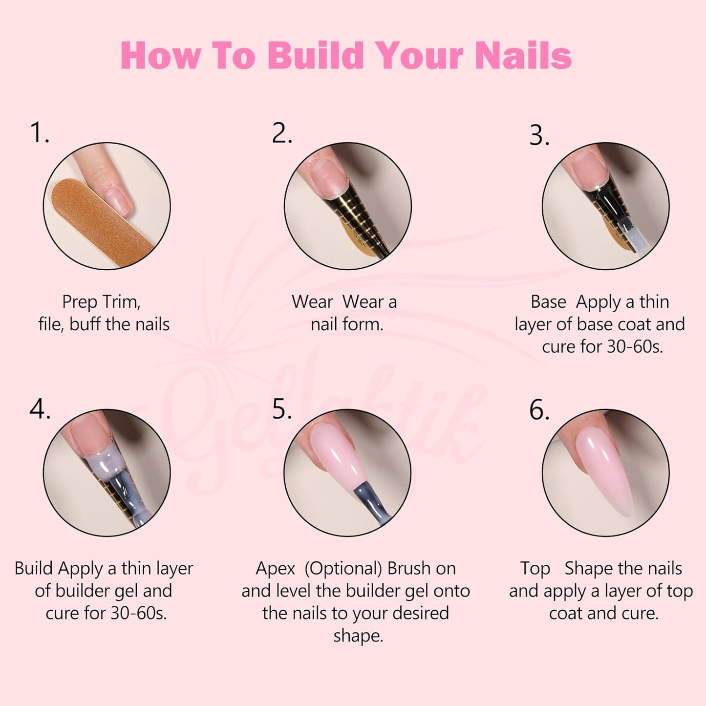 Builder Gel for Nails, 4X15ml 7 in 1 Builder Gel Nail Polish, LED Lamp Cured for Clear Rubber Base & Strengthener Extensions, Thickening, Repair (Clear, White, Nude, Pink)