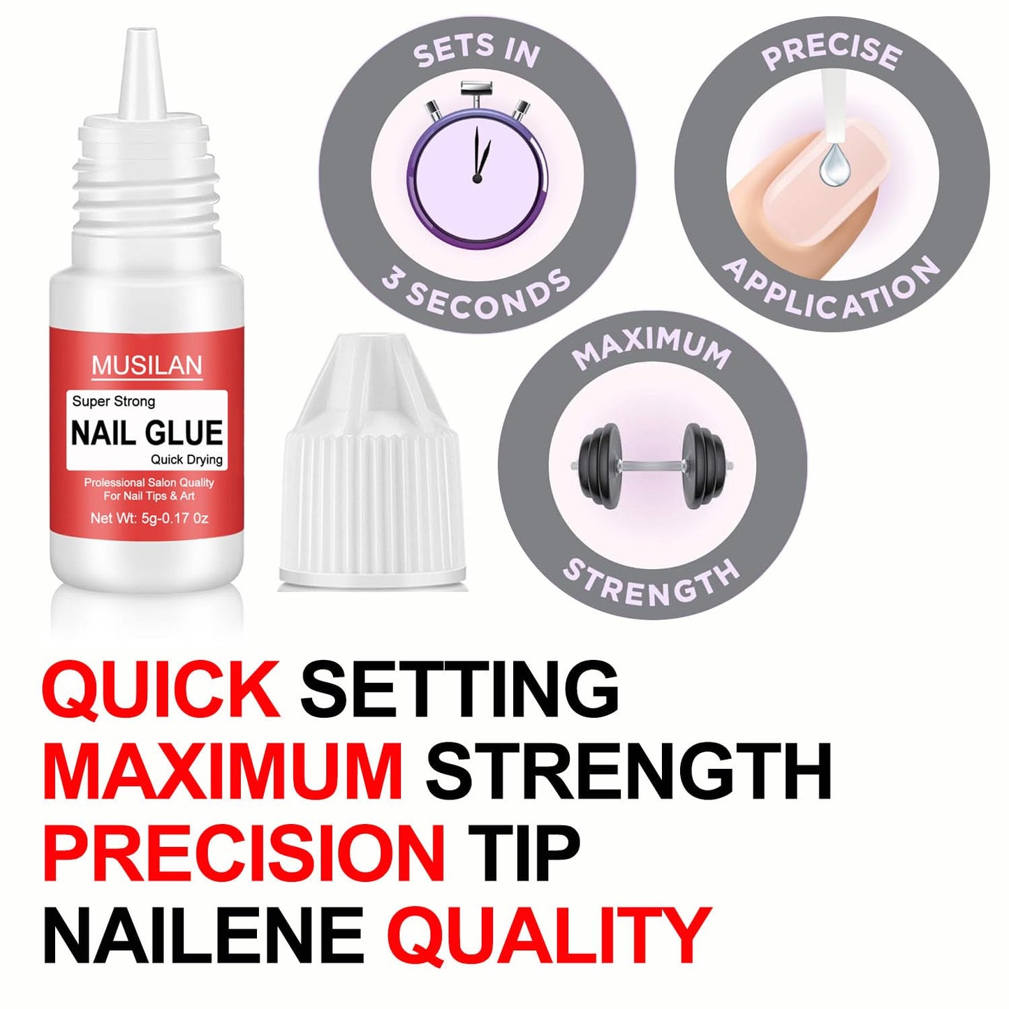 12 Bottle 5g Nail Glue,Super Strong Nail Glue for Press On Nails,Professional Upgrade Safety & Quick Dry Nail Gel for Acrylic Nails Tips & False Nail Long Lasting for Stick On Broken