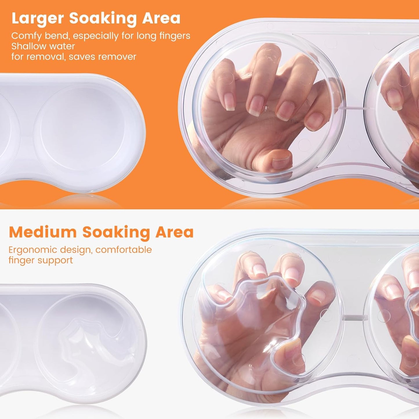 Dual Nail Soaking Bowl Acetone Proof: Soak Off Gel Nail Polish Dip Powder Remover Bowl- Cut the Soaking Time in Half Manicure Bowl for Salon Home
