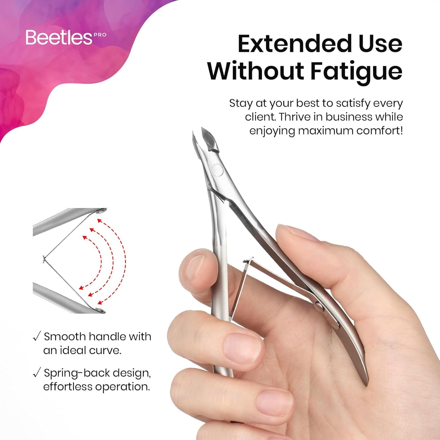 Beetles Pro 1-Pcs Cuticle Trimmer – Professional 4MM Blade Swan Neck Cuticle Nippers Stainless Steel Dead Skin Nails Nippers for Nail Care, Nail Art Prep – Salon Quality Manicure Tool