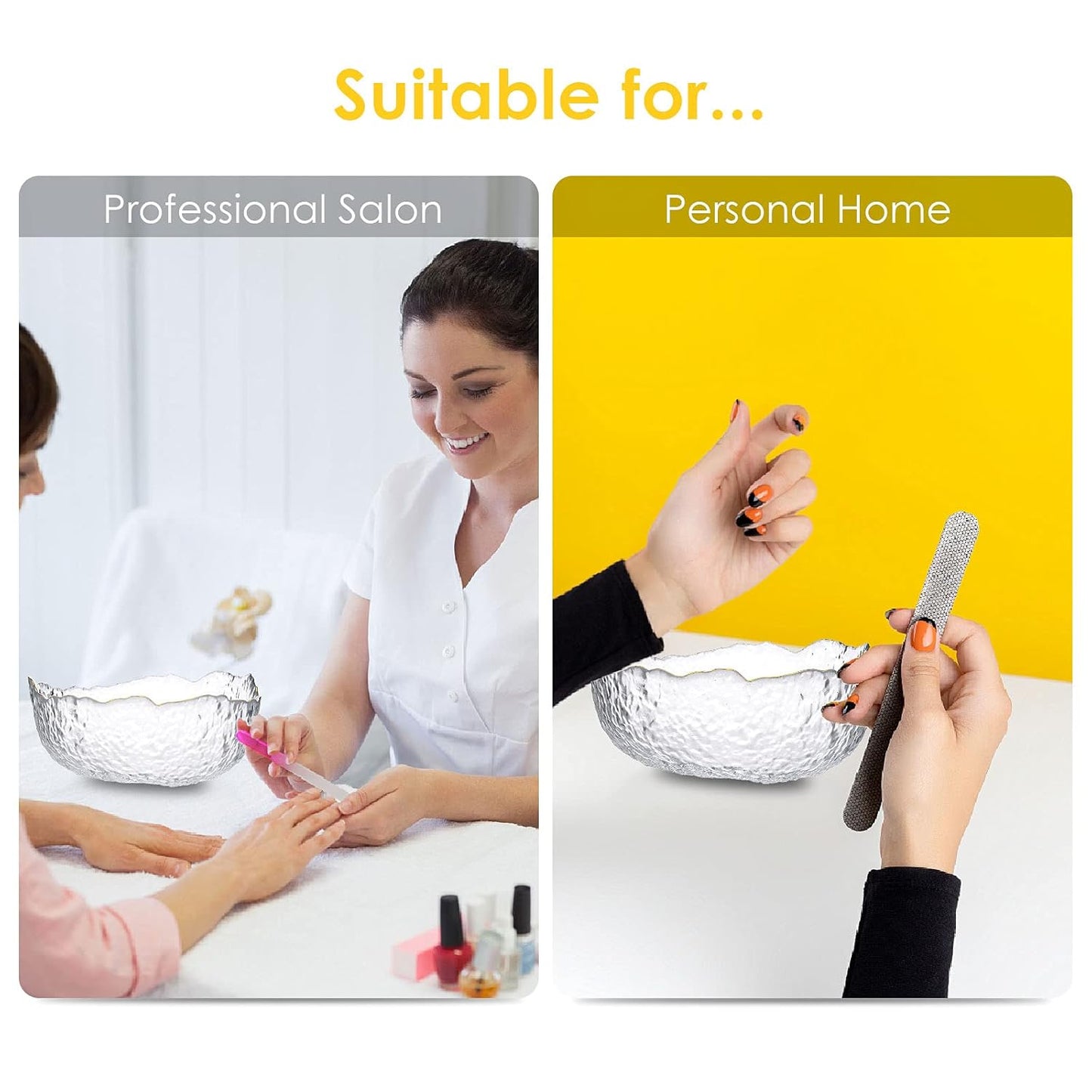 SOONHUA Nail Art Manicure Care Soak Bowl Tray, Hand Soaking Bowl for Nail Treatment Polish Removal (Transparent)