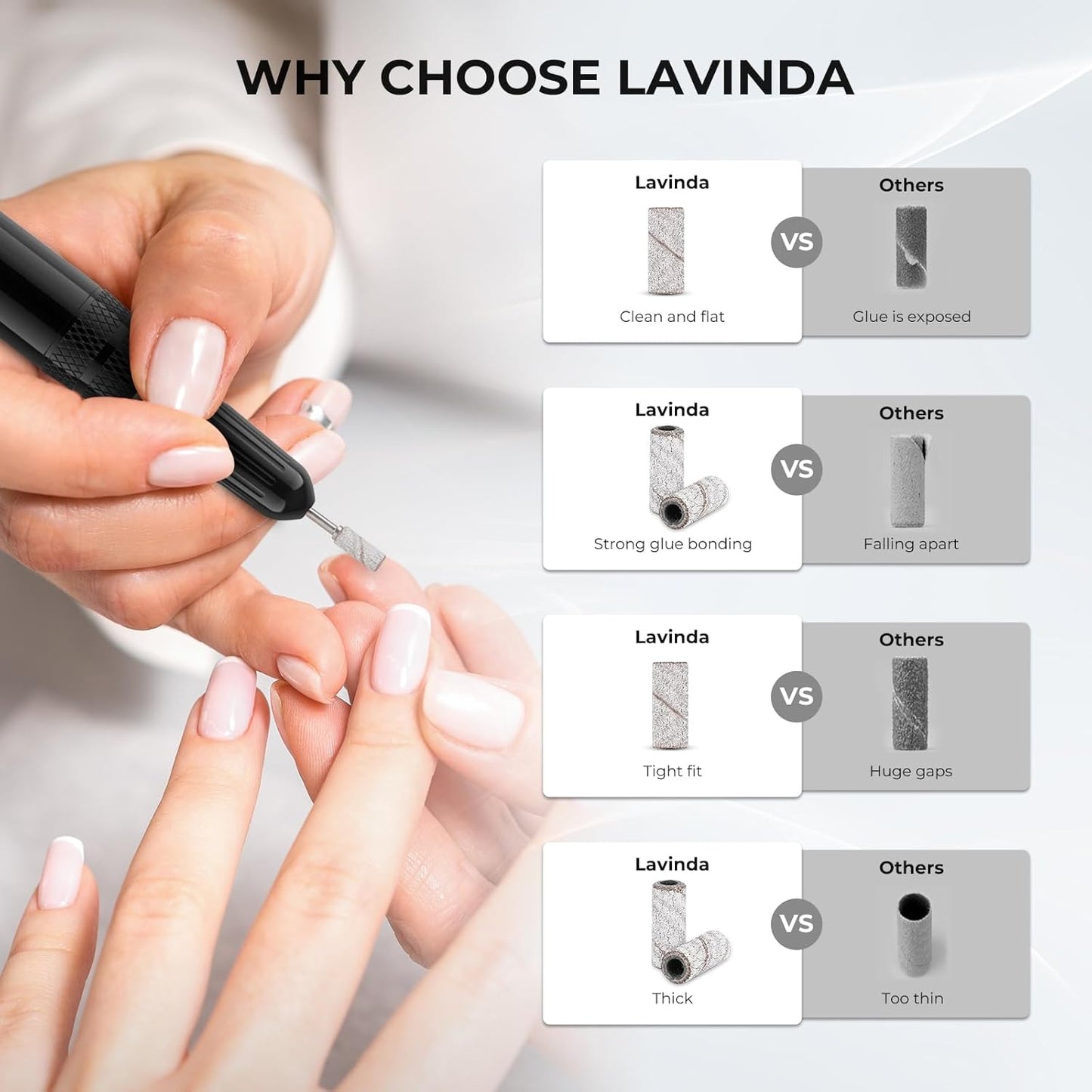 Lavinda Small Sanding Bands Nail Drill Bit, 80 Piece Extra Fine Sanding Bands for Nail Drill with 3.1mm Mandrel Bit for Acrylic Nails Gel Removing Shaping Polishing Nail Salon Use (240 Grit, Zebra)