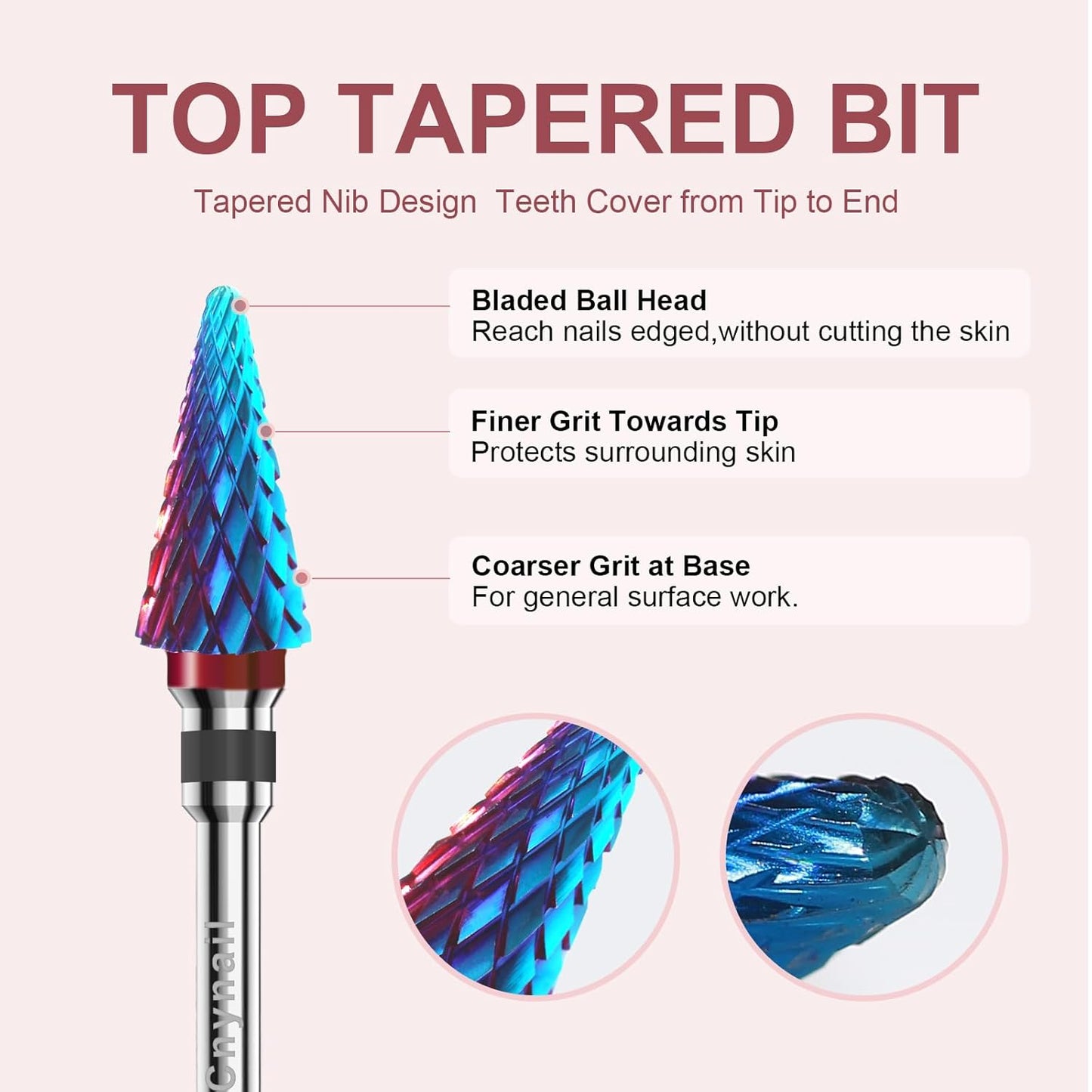 3/32" 2PCS Clean Umberllas Bits Extra Coarse Grit Carbide Cuticle Cleaner Bit for Electric Nail Drills – Professional Manicure Tool for Nail Salons and Home Use (XC Grit. Purple)