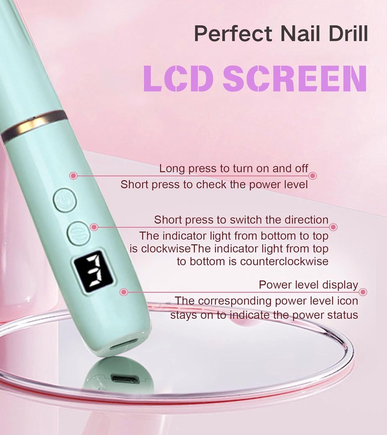 Electric Nail Drill Machine File Efile Set for Acrylic Gel Nails Portable Nail Drill Machine Kit Rechargeable Pedicure Tools for Hand Feet Manicure Pedicure Tools Polishing Set(Blue)