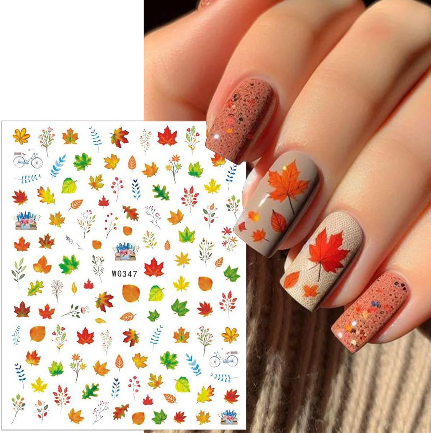 6 Sheets Fall Nail Stickers for Nail Art 3D Self-Adhesive Maple Leaf Nail Art Stickers Autumn Squirrel Pine Cone Pumpkin Nail Decals Thanksgiving Turkey Nail Design Sticker for Women Nails Decoration
