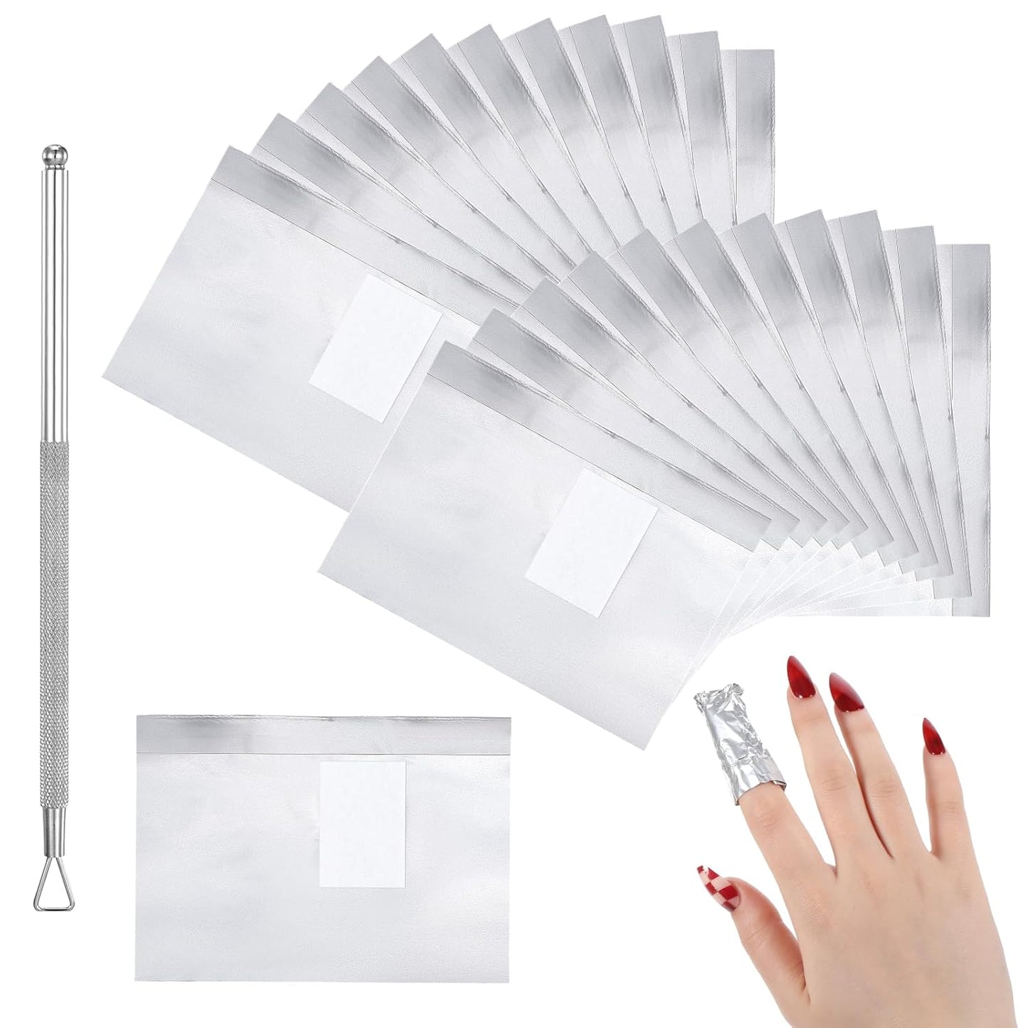 200 PCS Nail Remover Foil Wraps, Nail Foils Soak off, Gel Nails Polish Remover, Nail's Polish Removers Nails Foil Wraps with Cotton Pads (Silver)