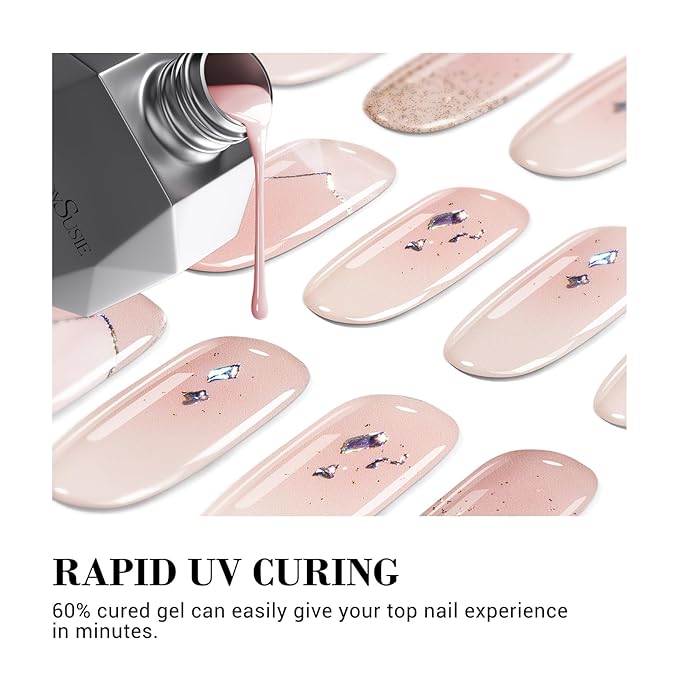 MelodySusie 30PCS Semi Cured Gel Nail Strips (Tender Pink), Works with Nail lamp, Salon Quality, Long Lasting, Easy to Apply and Remove, Includes 2 Prep Pads, Nail File and Wooden Stick