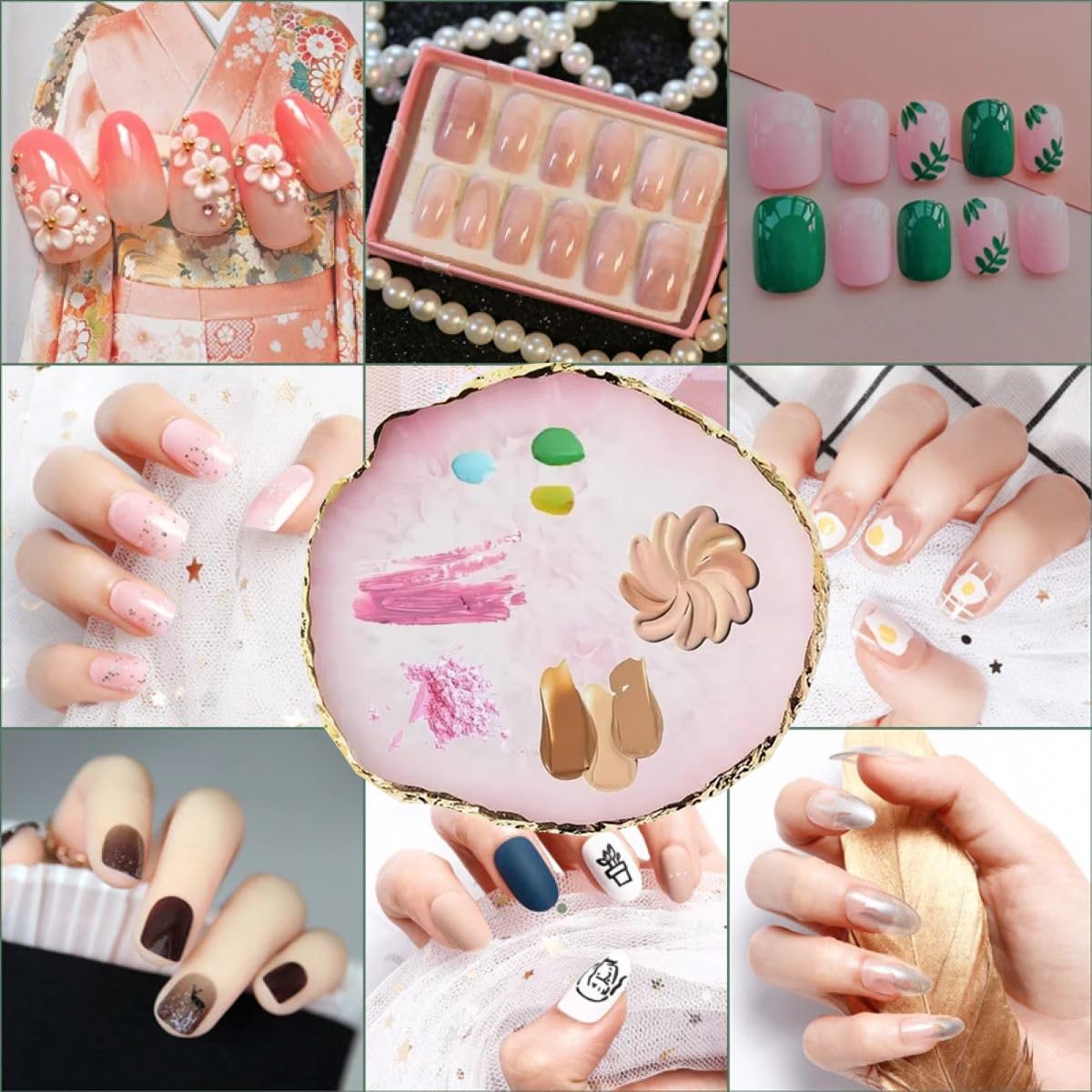 23 Piece Nail Art Tools Set Resin Nail Art Palette Nail Art Brush 2-way Acrylic Silicone Engraving Pen Dotting Pen Tools DIY Home Salon Makeup Display Board Nail Art Kit (pink)