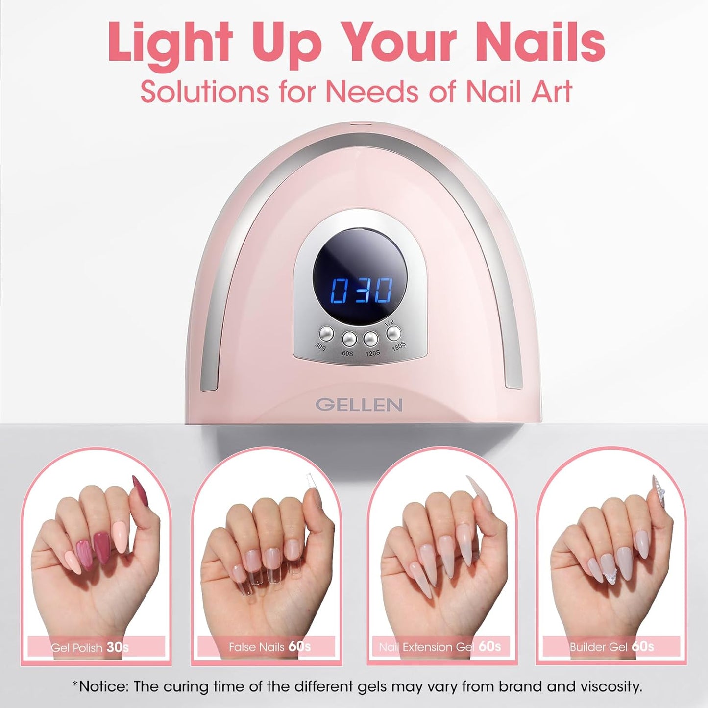 Gellen 268W UV Light for Nails - Professional Fast Curing Lamp with 4 Timers, 66 LED Beads - Dryer for Gel and Acrylic Nails