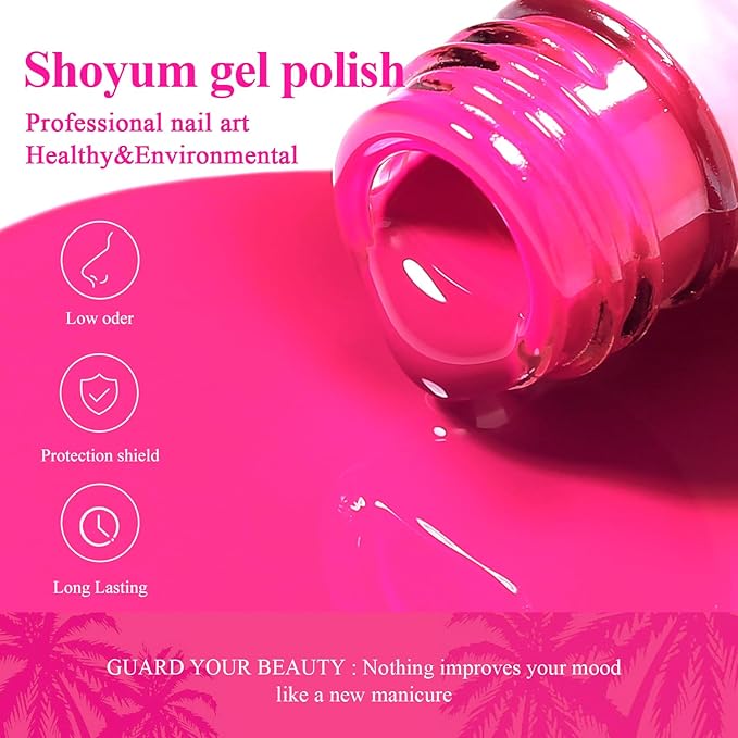 Gel Nail Polish, 1Pcs 15ML Hot Pink Gel Polish Bright Summer Neon Colors Gel Polish Soak Off Starters Nail Art Salon Manicure Design at Home Girlfriend Gift for Holidays 2024 Nails