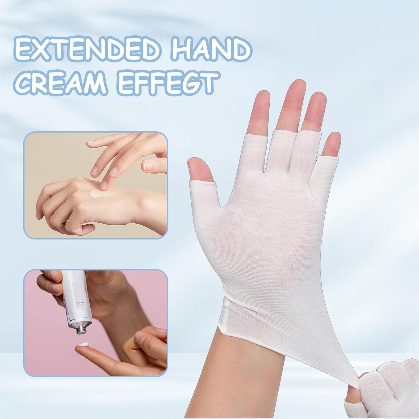 6 Pairs of Cotton Gloves, Moisturizing White Cotton Gloves, Comfortable, One Size Fits All, Unisex Size, Fingerless Touch Screen Design, White