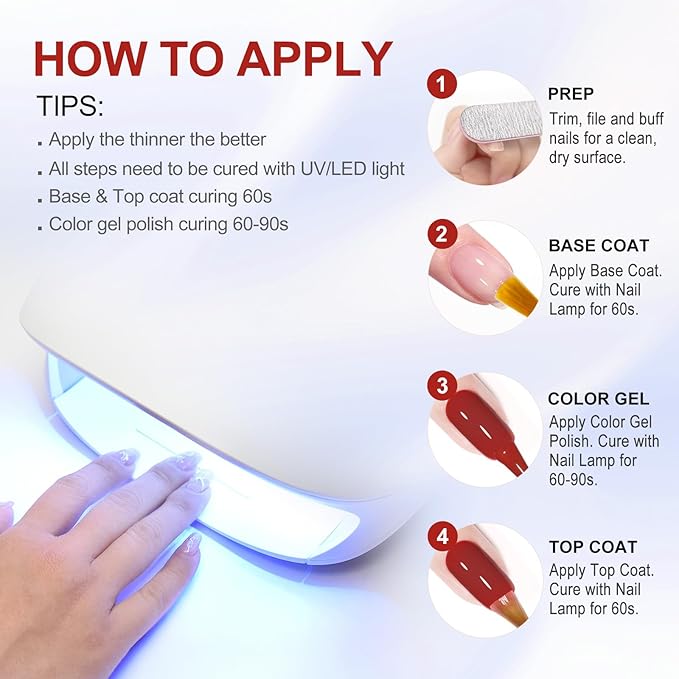 VENALISA 10 ML Gel Nail Polish Set with DIY Nail tips Kit, 5 Pcs Green Purple Blue Red Gel Polish Color High Gloss Soak Off U V Nail Manicure Salon DIY