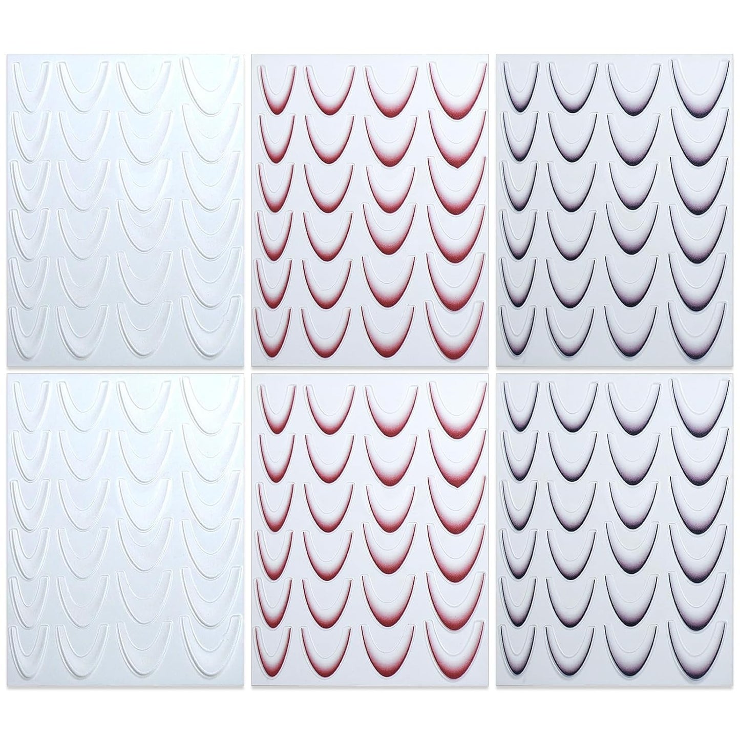 6 Sheets Gradient French Line Nail Art Stickers - Self-Adhesive Curved Stripes Nail Decals, French Tips Guides Designs for DIY Manicure (3 Colors)