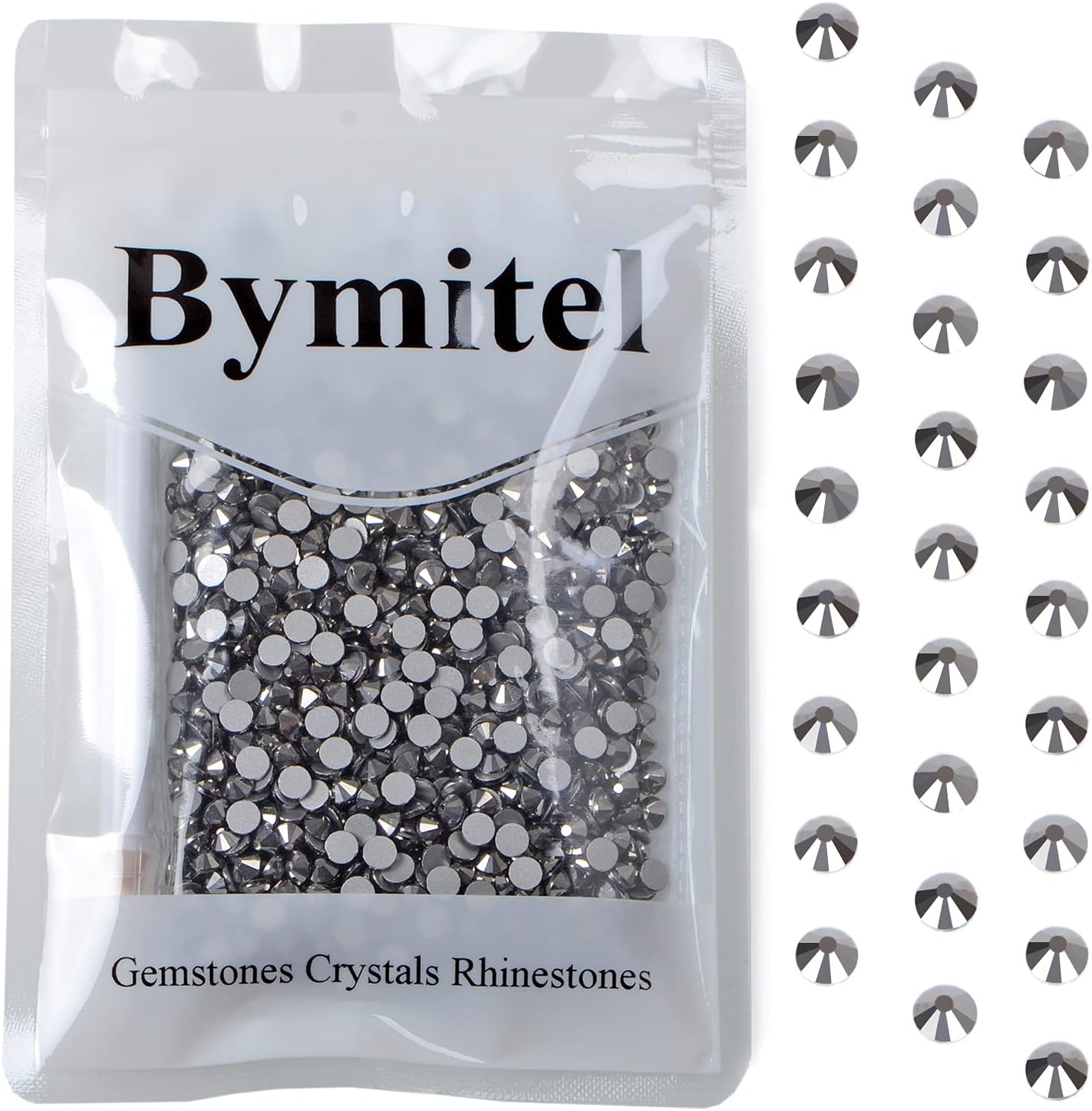1440PCS Art Nail Rhinestones Non Hotfix Glue Fix Round Crystals Glass Flatback for DIY Jewelry Making with one Picking Pen (ss20 1440pcs, Jet Hematite)
