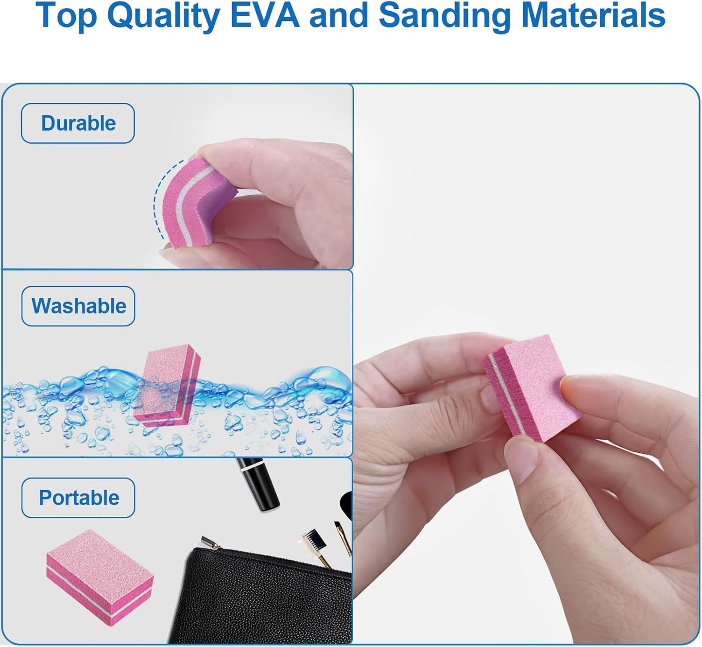 80/80 Grit Nail Buffers (50 Pack), Mini Nail Buffer Block Nail Files for Acrylic Nails and Natural Nails, Coarse Nail Buffer Blocks Bulk Buffing for Nail Buff Professional Manicure File Set Pink