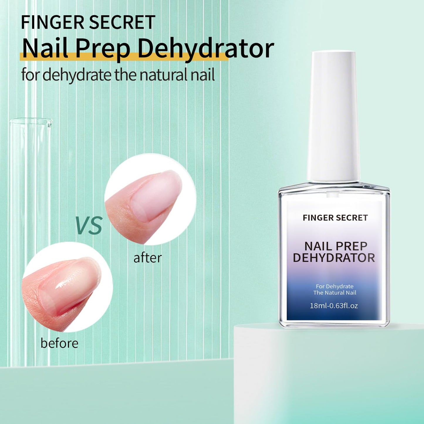 Nail Prep Dehydrator for Gel Polish 18ml/0.6floz, Fast Dry Primer, Nails Dehydrator for Nail Art Design in Salon or Home Use