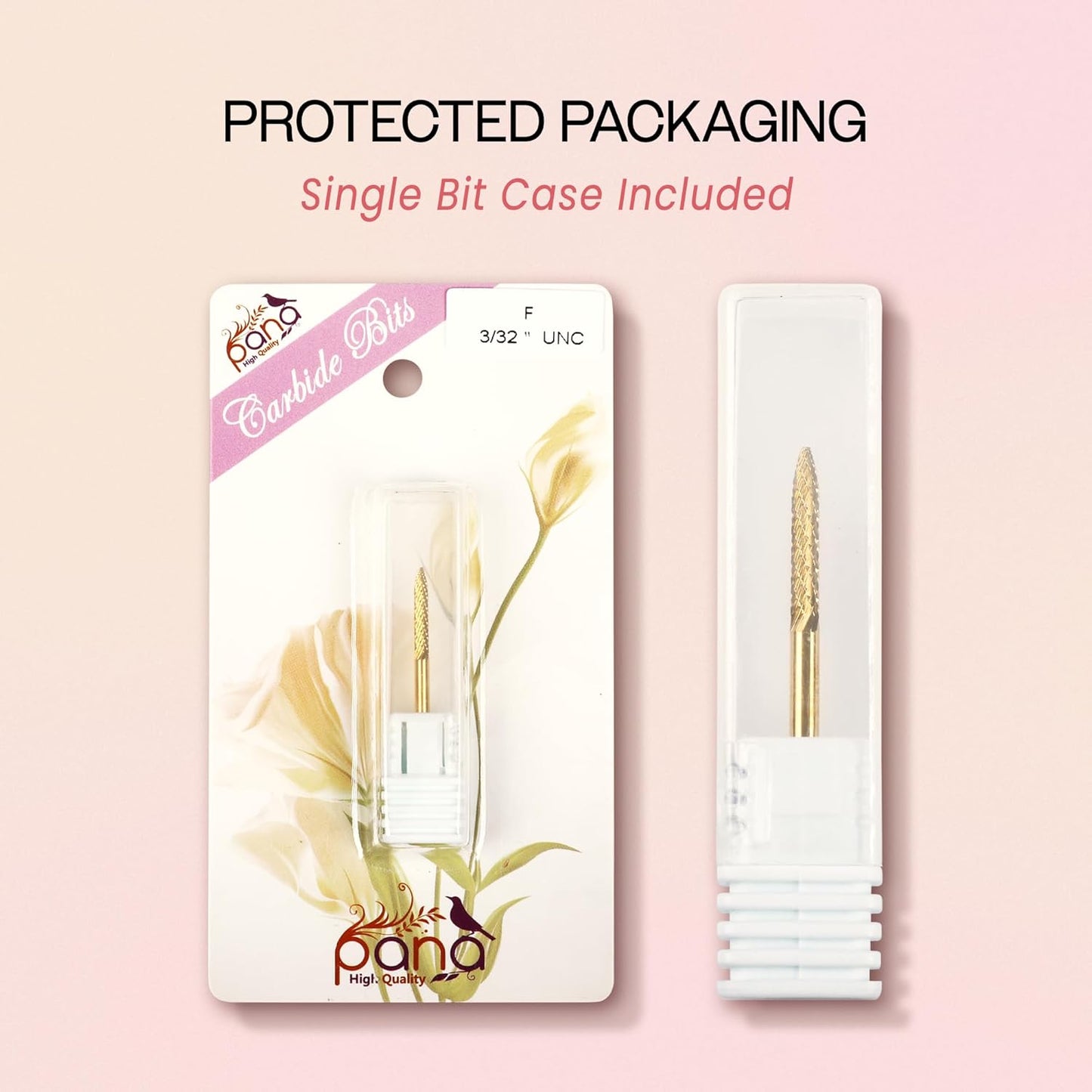 PANA 3/32" Carbide Cuticle Nail Drill Bit for Cuticle Cleaning, Dead Skin Removal, Gel Polish & Acrylic Removal, Under Nail Cleaner, Nail Salon, Manicure Tools (UNC- Gold, Fine)