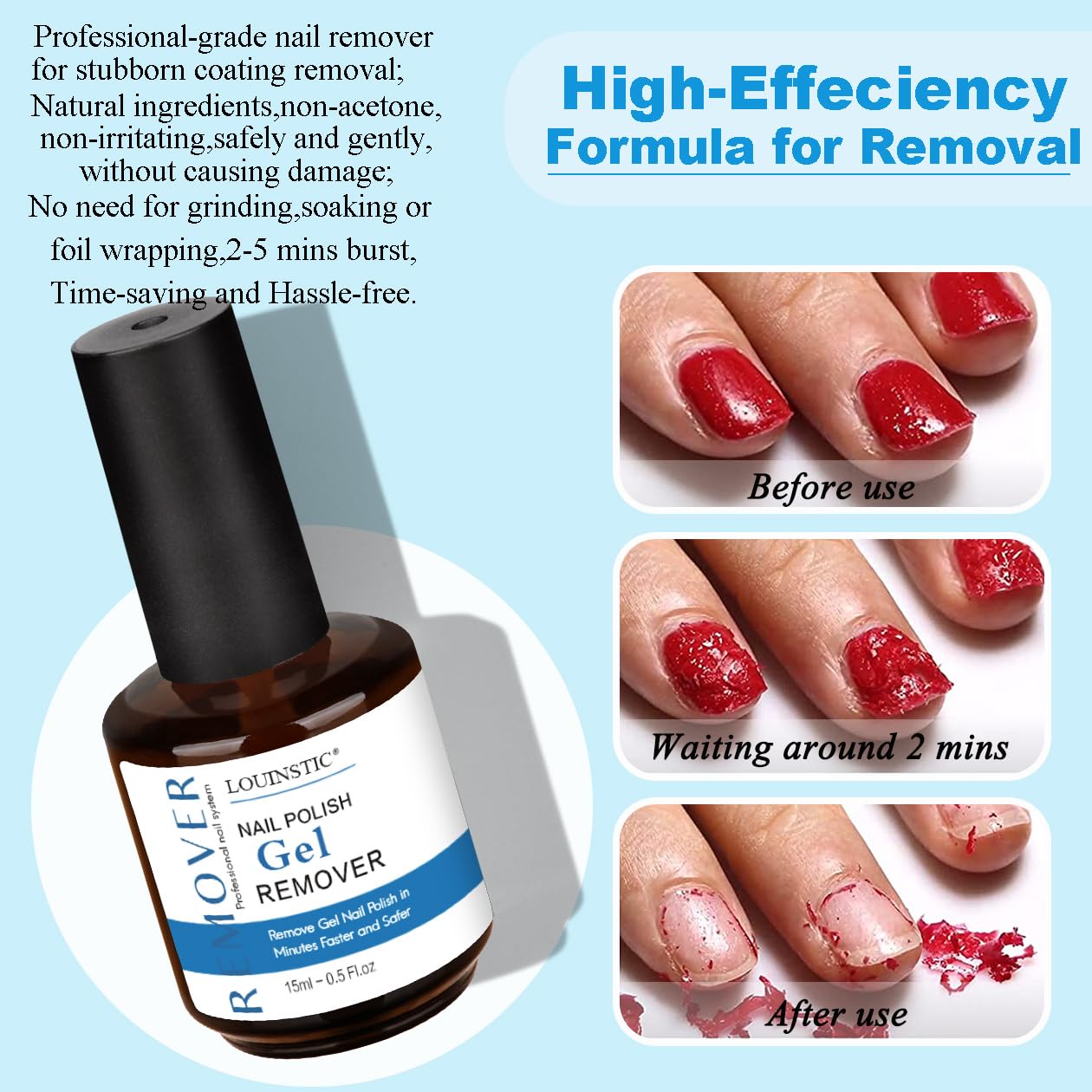 Gel Remover for Nails & Cuticle Oil for Nails,Nail Remover Quick Remove Gel Nail Polish within 3-5 mins, Nail Polish Remover removedor de esmalte gel