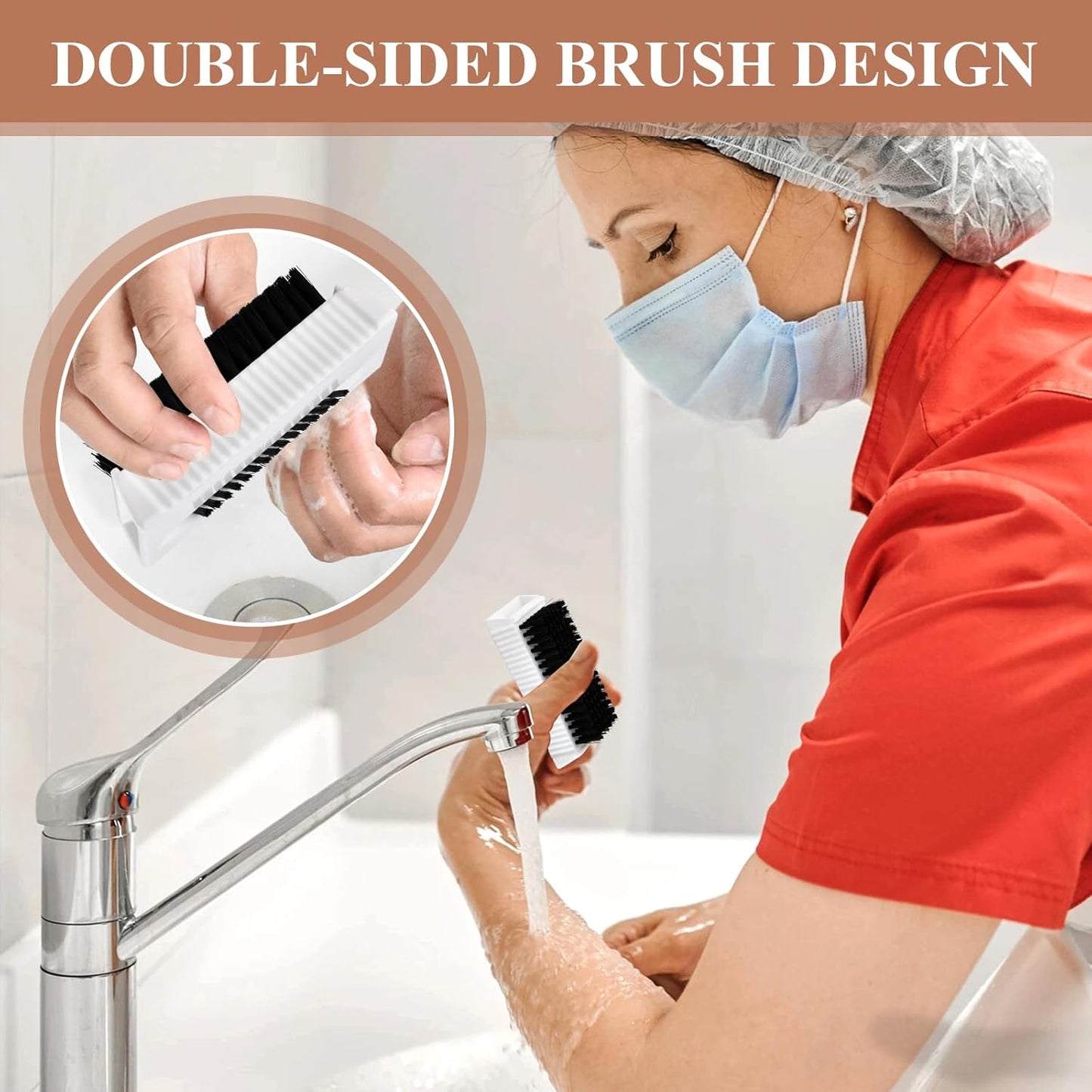 8Pcs Fingernail Brushes, Plastic Surgical Scrub Brushes for Nail Cleaning, Soft Two-Sided Non Disposable Nail Scrubber Brushes for Cleaning Nail and Toes White and Black